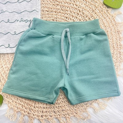 Conj. Regata Navio e Bermuda em Moletinho - Mescla e Verde